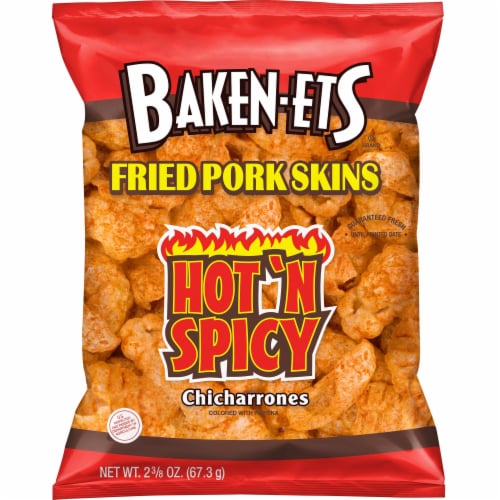 Baken-Ets Chicharrones Hot 'N Spicy Flavored Fried Pork Skins Perspective: front