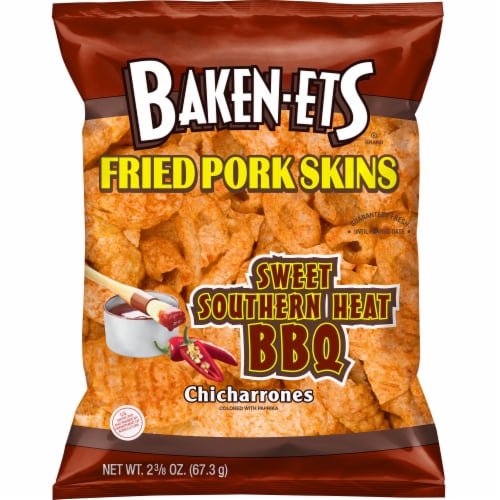 Baken-Ets Sweet Southern Heat BBQ Chicharrones Fried Pork Skins Perspective: front