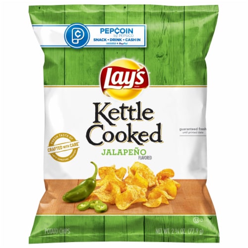 Lay's® Kettle Cooked Jalapeno Flavored Potato Chips Perspective: front