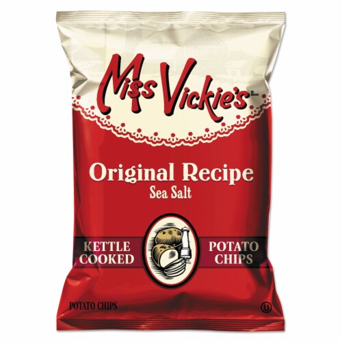 Miss Vickie's Kettle Cooked Sea Salt Potato Chips 1.375 oz Bag 64/Carton 44443 Perspective: front