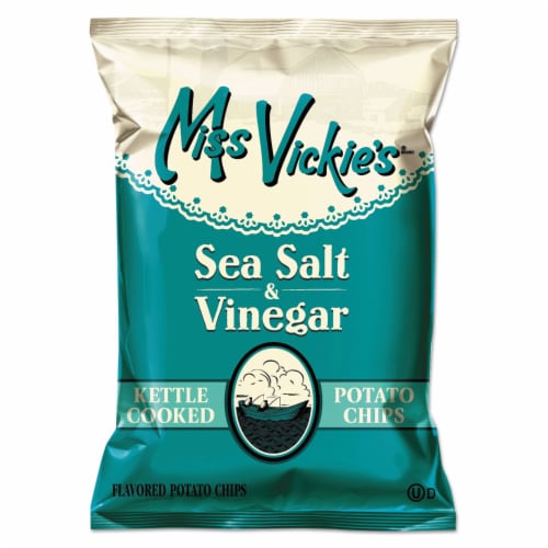Miss Vickie's Kettle Cooked Sea Salt & Vinegar Potato Chips 1.375 oz Bag 64/Carton 44446 Perspective: front
