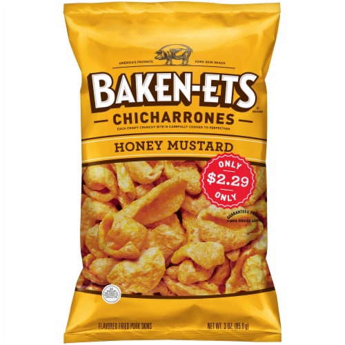Baken-Ets Honey Mustard Flavored Fried Pork Skins Perspective: front