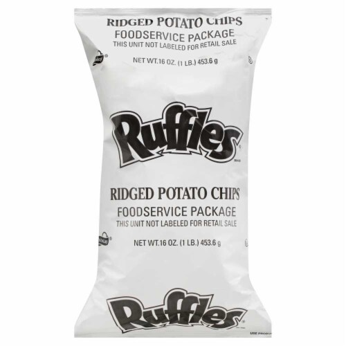 Frito Lay Ruffles Ridged Potato Chips, 1 Pound -- 8 per case. Perspective: front