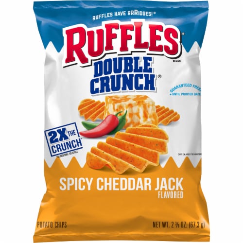 Ruffles Double Crunch Spicy Cheddar Jack Flavored Potato Chips Perspective: front