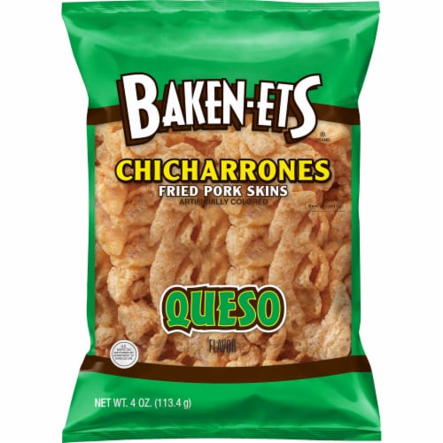 Baken-Ets Queso Chicharrones Fried Pork Skins Perspective: front