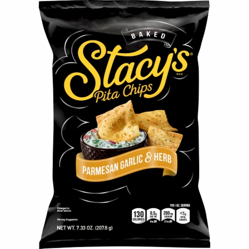 Stacy's Parmesan Garlic & Herb Flavored Baked Pita Chips Snacks Perspective: front