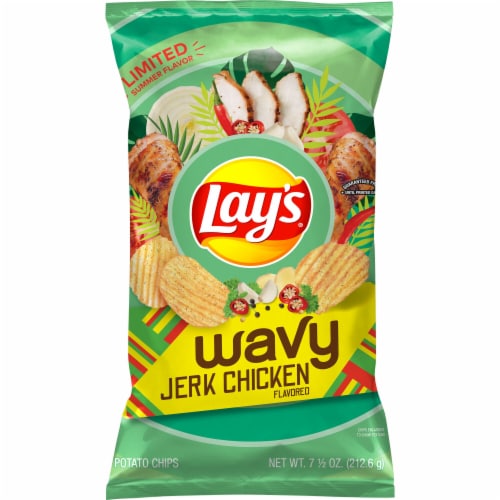 Lay's® Wavy Jerk Chicken Flavored Potato Chips Perspective: front