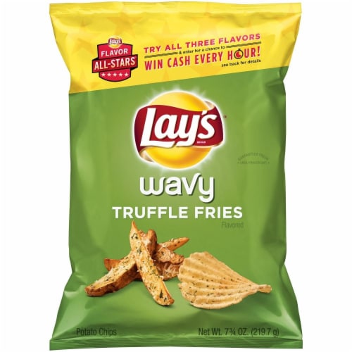Lay's Wavy West Coast Truffle Fries Potato Chips Perspective: front