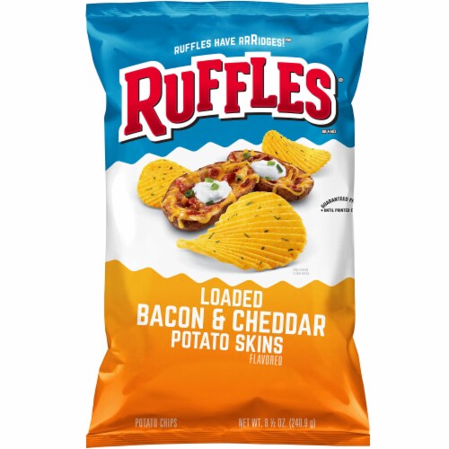 Ruffles® Loaded Bacon & Cheddar Potato Skins Potato Chips Perspective: front