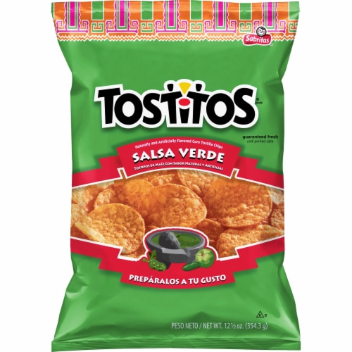 Tostitos Salsa Verde Flavored Corn Tortilla Chips Snacks Perspective: front