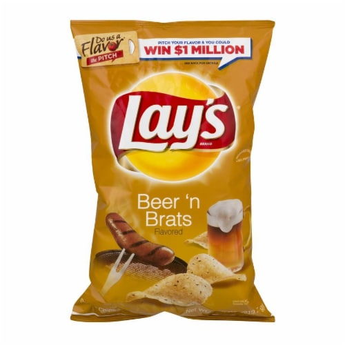 Lays Beer 'N Brats Flavored Potato Chips Perspective: front