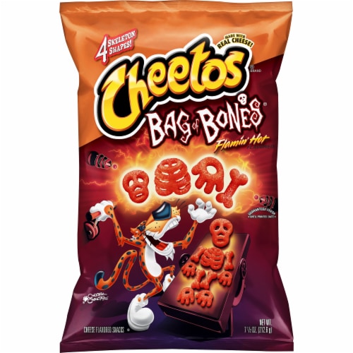 Cheetos Flamin' Hot Bag of Bones Cheese Flavored Snacks Perspective: front
