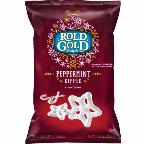 Rold Gold Peppermint Dipped Snowflakes Pretzels Perspective: front