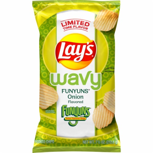 Lay's® Wavy® Funyuns® Onion Flavored Rings Potato Chips Perspective: front