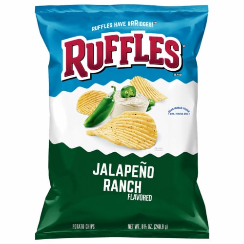 Ruffles® Potato Chips Jalapeño Ranch Flavor Snacks Bag Perspective: front