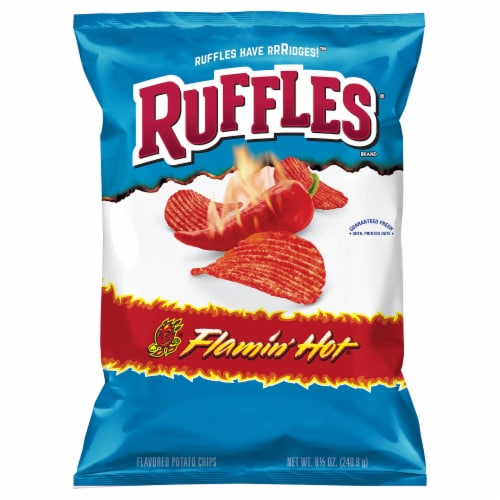 Ruffles® Potato Chips Flamin' Hot® Flavor Snacks Bag Perspective: front