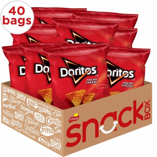 Doritos Nacho Cheese Flavored Tortilla Chips, 1 Ounce (Pack of 40) Perspective: front