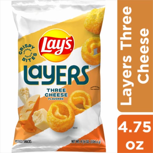 Lay's Layers Three Cheese Flavored Potato Snacks Perspective: front