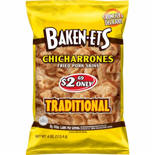 Baken-ets Chicharrones Fried Pork Skins Traditional 4 Oz Perspective: front