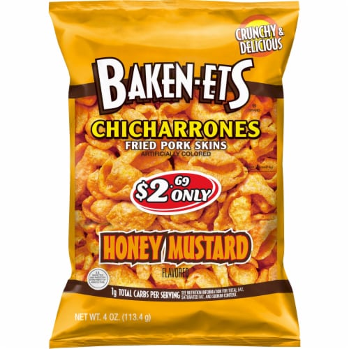 Baken-ets Honey Mustard Chicharrones Fried Pork Skins - 4 Ounces Perspective: front