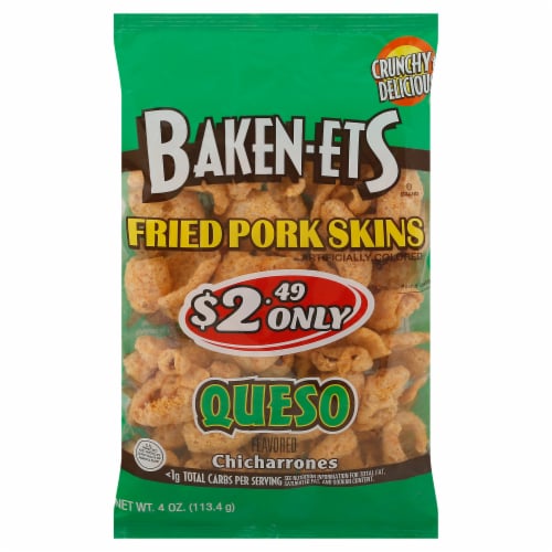 Baken-ets® Queso Flavored Chicharrones Fried Pork Skins Perspective: front