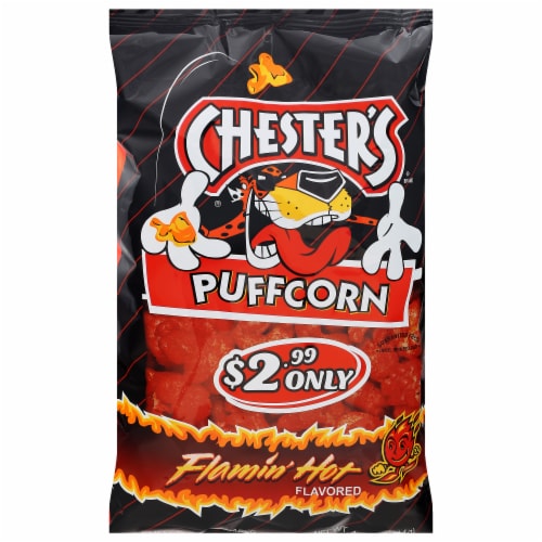 Chester's® Flamin' Hot Puffcorn Puffed Corn Snacks Perspective: front