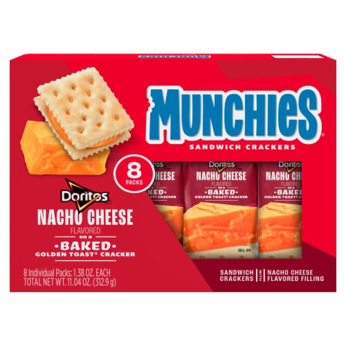 Munchies Nacho Cheese Flavored Sandwich Crackers Perspective: front