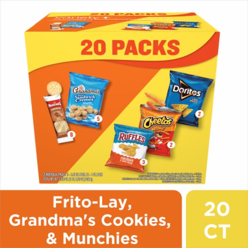 Frito Lay® Chips Grandma's® Cookies and Munchie's® Sandwich Crackers Variety Pack Perspective: front