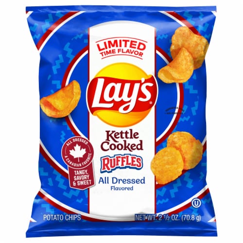 Lay's® Kettle Cooked All Dressed Flavored Ruffles Potato Chips Perspective: front
