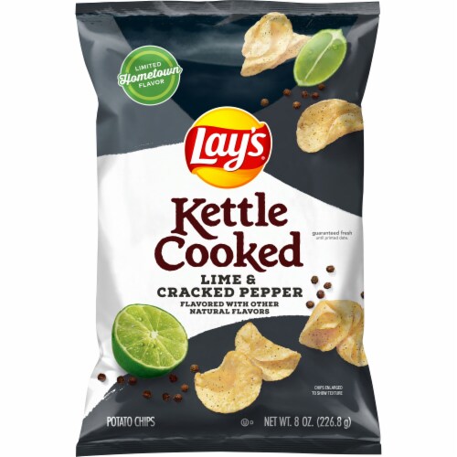 Lay's® Kettle Cooked Lime & Cracked Pepper Potato Chips Perspective: front