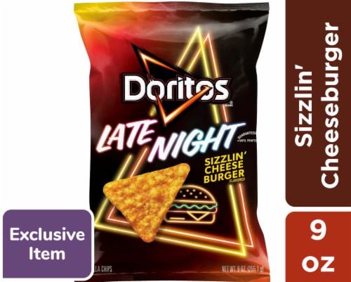 Doritos® Late Night Sizzlin' Cheeseburger Tortilla Chips Perspective: front