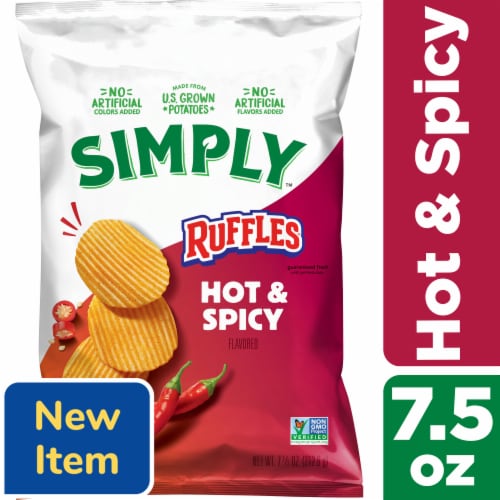 Simply™ Ruffles® Hot & Spicy Potato Chips Perspective: front