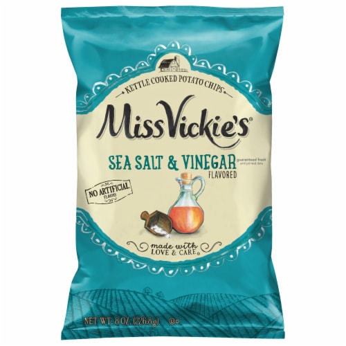 Miss Vickie's® Sea Salt & Vinegar Kettle Cooked Potato Chips Perspective: front