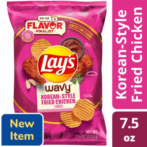 Lay's® Wavy® Korean Style Fried Chicken Potato Chips Perspective: front