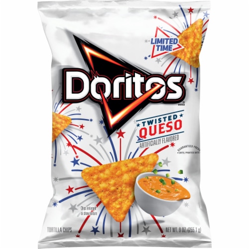 Doritos® Twisted Tortilla Chips Queso Artificial Flavored Perspective: front