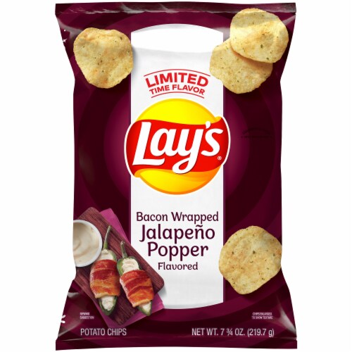 Lay's Bacon Wrapped Jalapeno Popper Duet Potato Chips Perspective: front