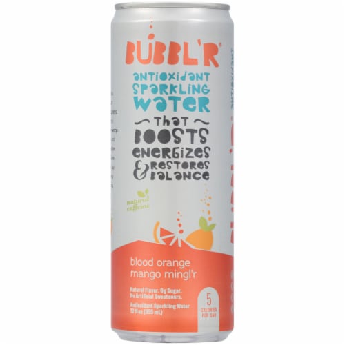 BUBBL'R Blood Orange Mango Mingl’r Antioxidant Sparkling Water Can Perspective: front