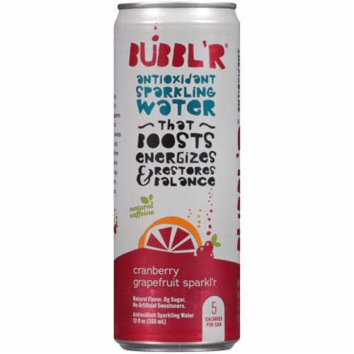 BUBBL'R Cranberry Grapefruit Sparkl’r Antioxidant Sparkling Water Can Perspective: front