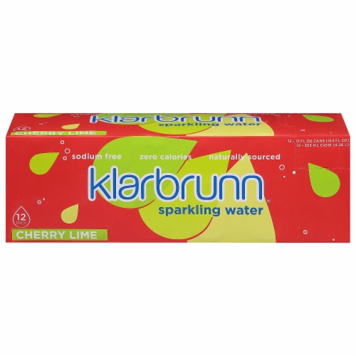 Klarbrunn® Cherry Lime Flavored Sparkling Water Cans Perspective: front