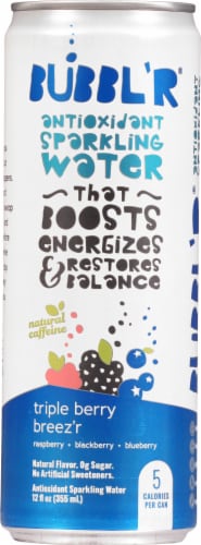 BUBBL'R Triple Berry Breez’r Antioxidant Sparkling Water Can Perspective: front