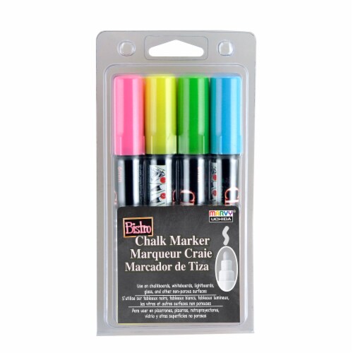 Uchida Bistro Chalk Marker Set, 4-Colors, Broad Tip, Flourescent, 1 - Kroger