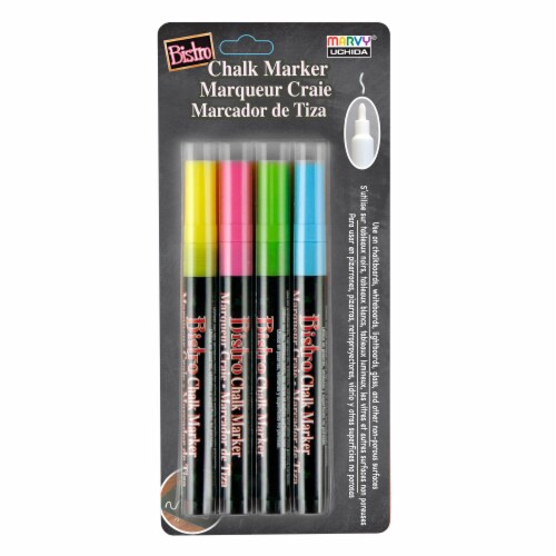 Bistro Chalk Marker Fine Point Set 4/Pkg-Fluorescent Pink, Blue, Green & Yellow Perspective: front
