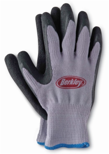 Berkley Coated Fishing Gloves - Gray/Black Perspective: front