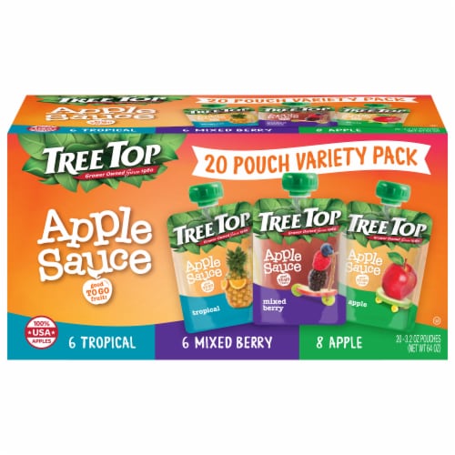 Tree Top Tropical Apple & Mixed Berry Apple Sauce Variety Pack Perspective: front