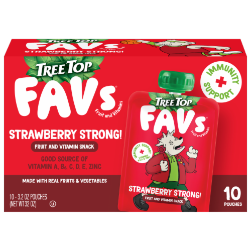 Tree Top® Favs® Strawberry Fruit and Vitamins Pouches Perspective: front