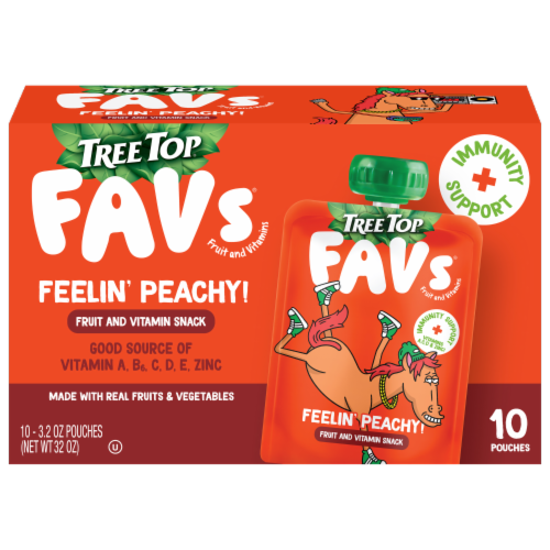 Tree Top® Favs® Feelin' Peachy! Fruit and Vitamin Pouches Perspective: front