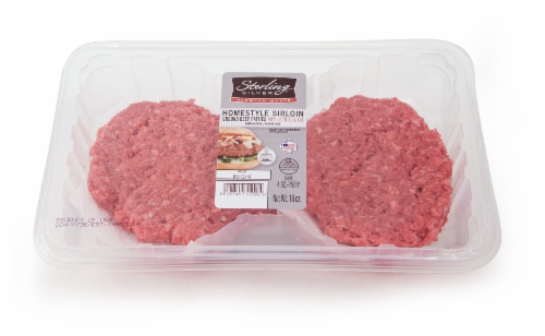 Sterling Silver Ground Beef Sirloin Patties 90% Lean (4 Patties) Perspective: front
