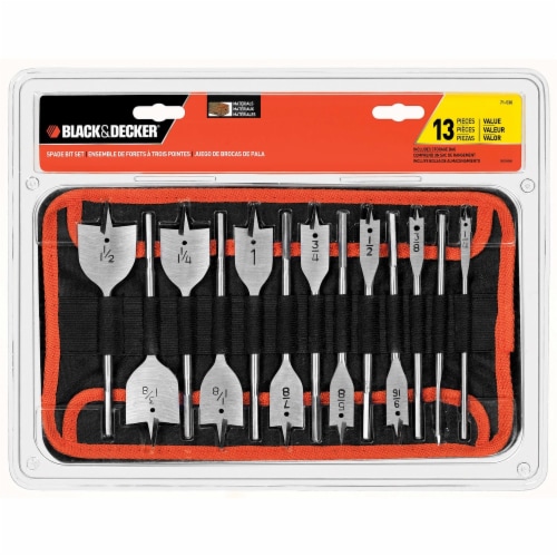 BLACK + DECKER Spade Bit Set with Pouch, 13 Piece - Food 4 Less