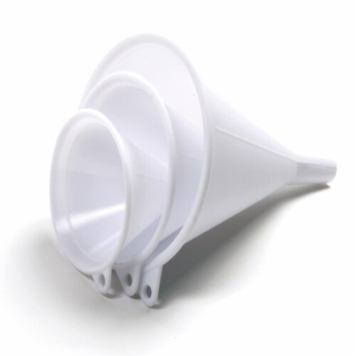 Three-Piece Plastic Funnel Set - White Perspective: front