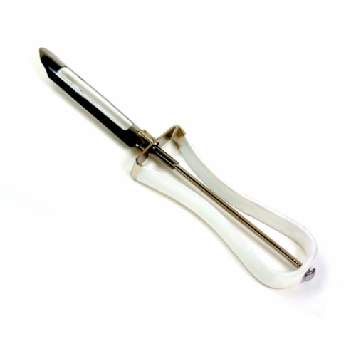 Norpro White Non-Slip Handle Peeler Perspective: front